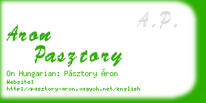 aron pasztory business card