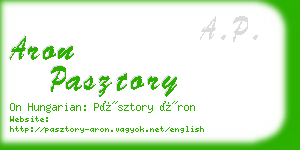 aron pasztory business card